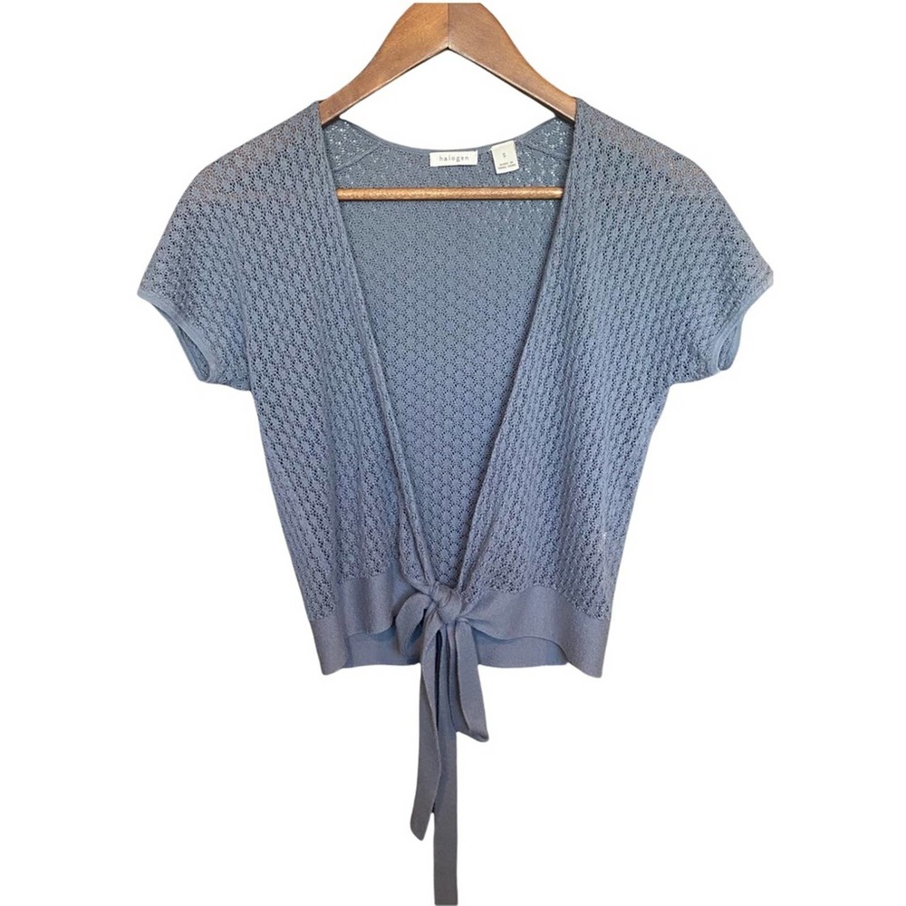 Halogen Drop Tie Crochet Semi Cropped Top size small